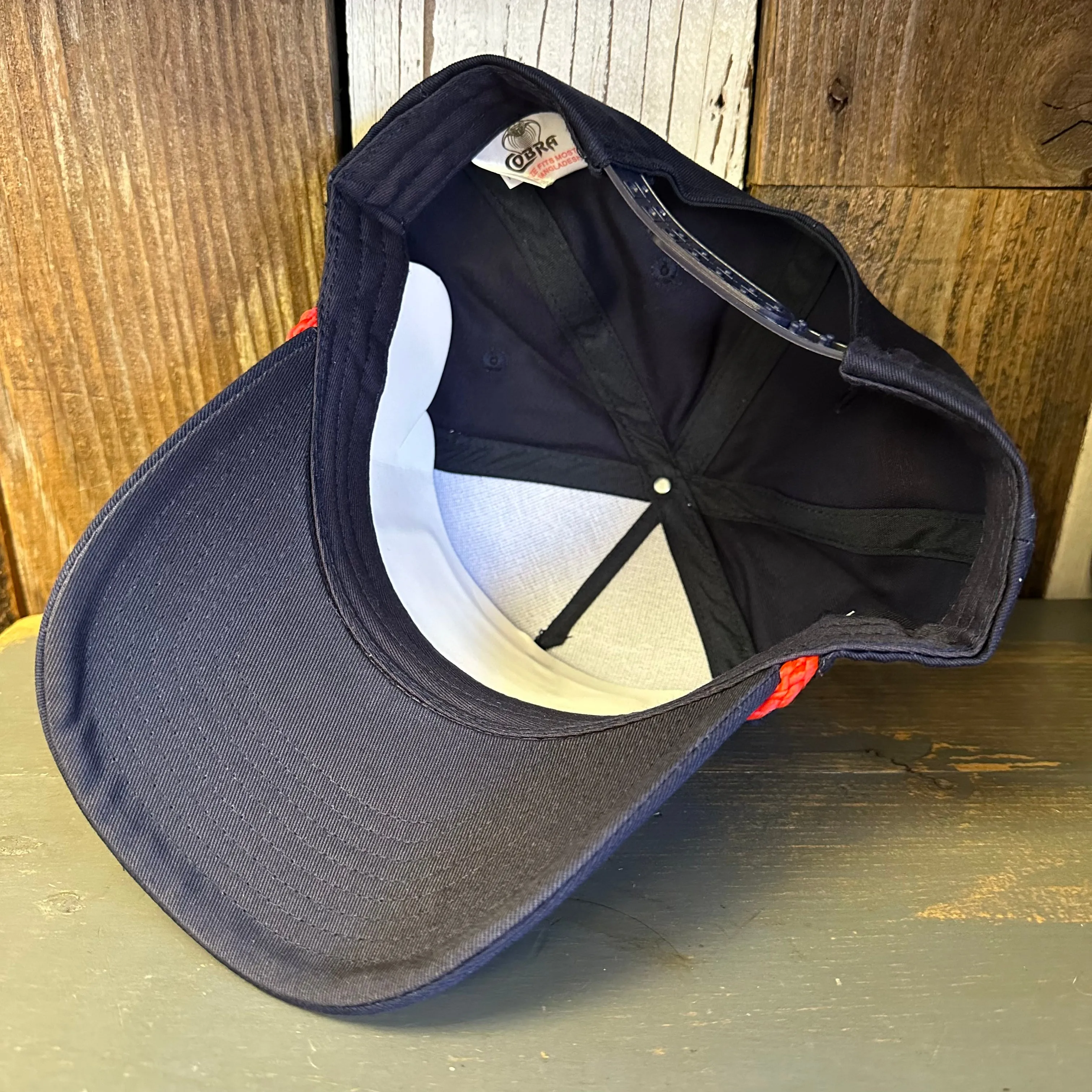 Hermosa Beach AS REAL AS THE STREETS 5 Panel Golf, Rope Cap - Navy/Red Braid (Curved Brim)