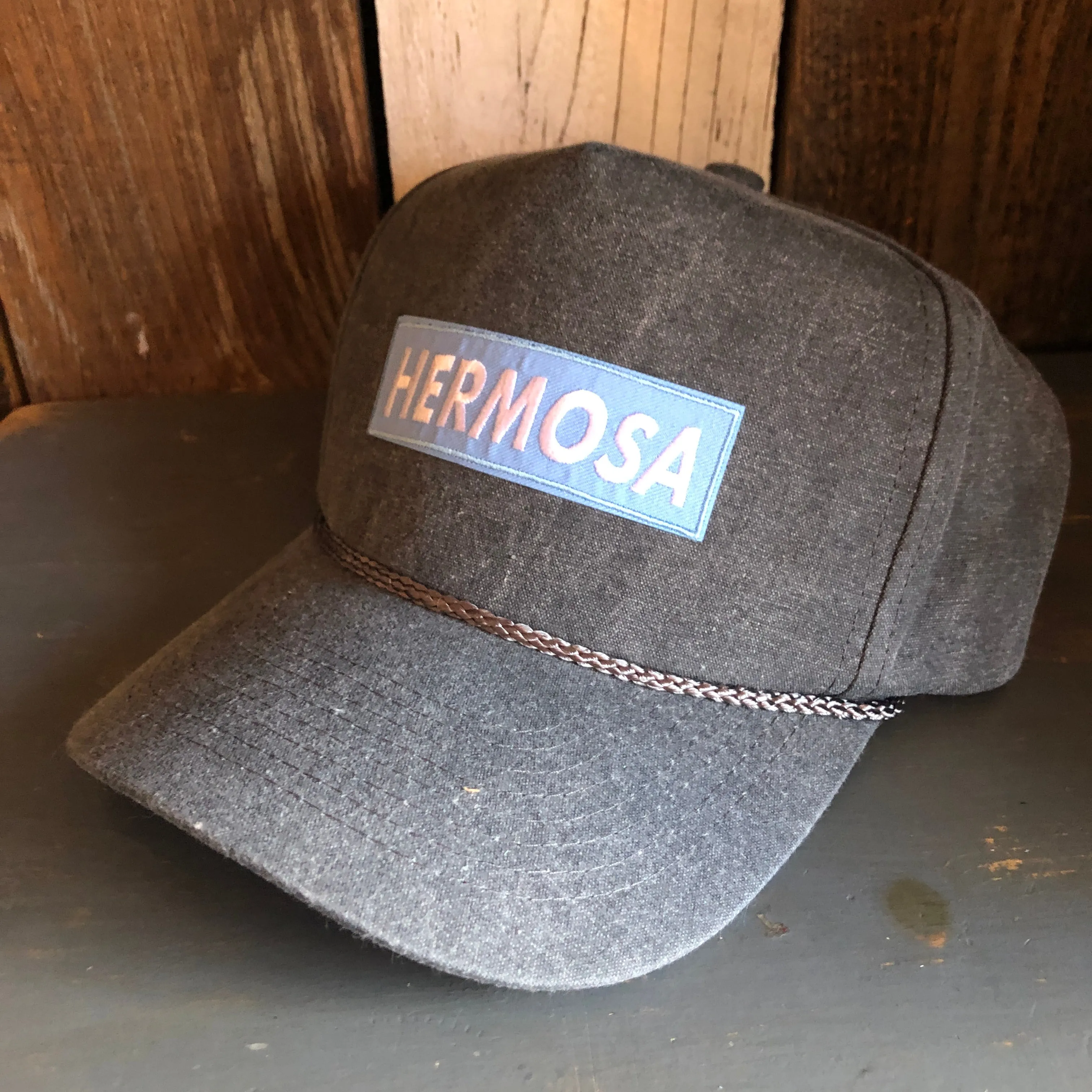 Hermosa Beach BLUE SUPREME HERMOSA 5 panel Stone Washed Canvas Golf - Charcoal/Charcoal Braid