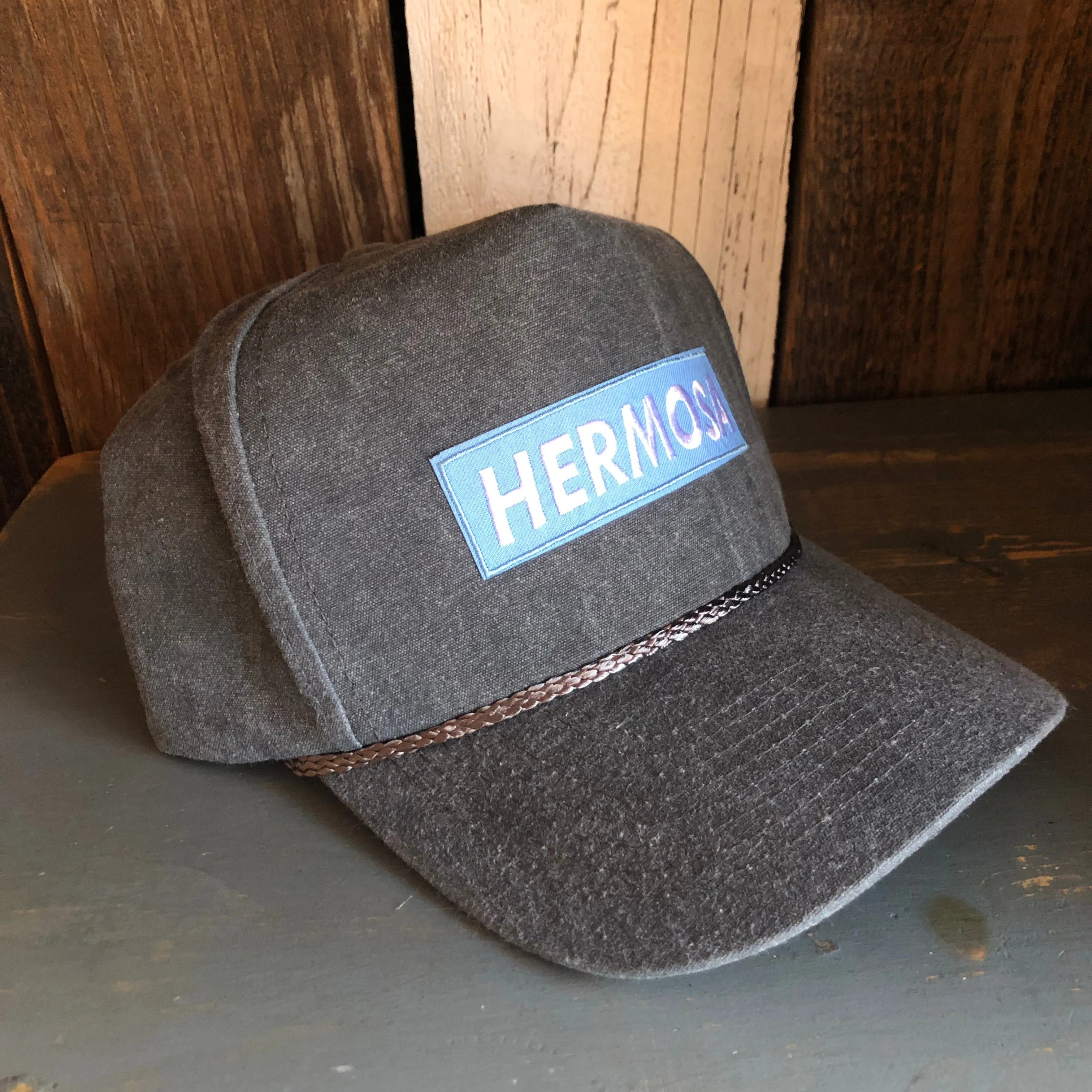Hermosa Beach BLUE SUPREME HERMOSA 5 panel Stone Washed Canvas Golf - Charcoal/Charcoal Braid