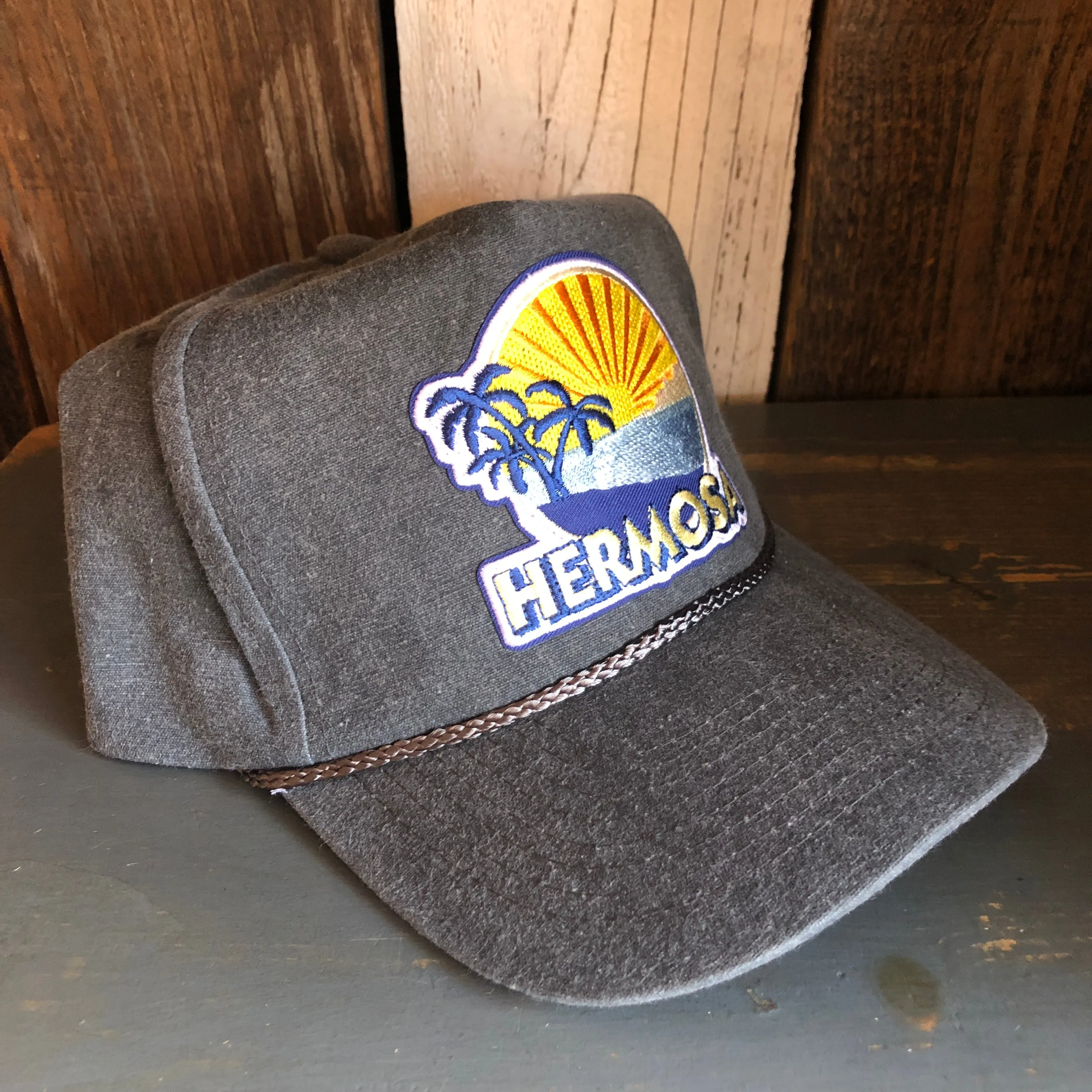 Hermosa Beach FIESTA 5 panel Stone Washed Canvas Golf - Charcoal/Charcoal Braid