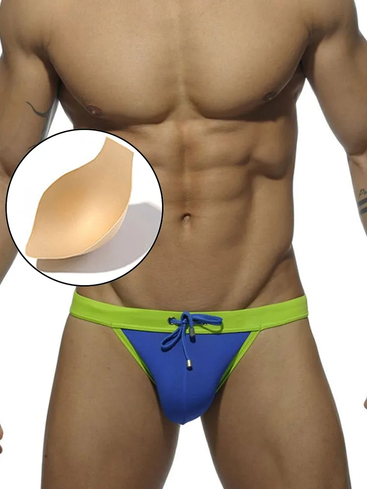 Men's Dual-Tone Swim Briefs with Removable Padding