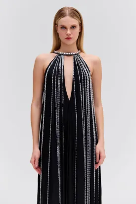 Moonlight Crystal Beaded Maxi Dress