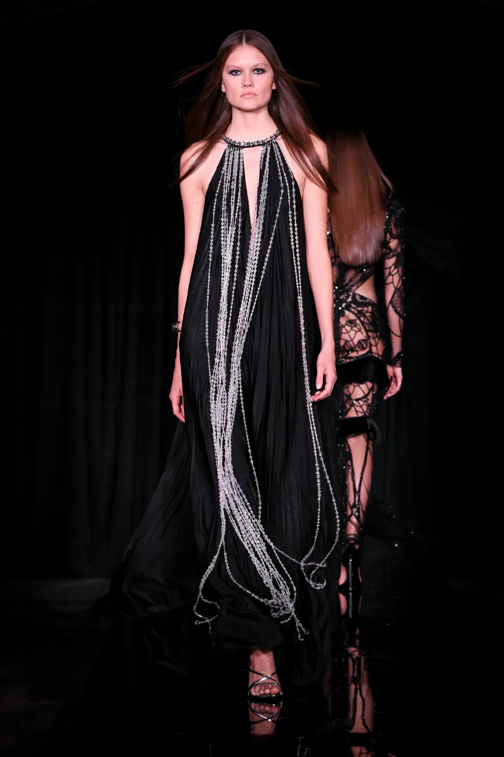 Moonlight Crystal Beaded Maxi Dress