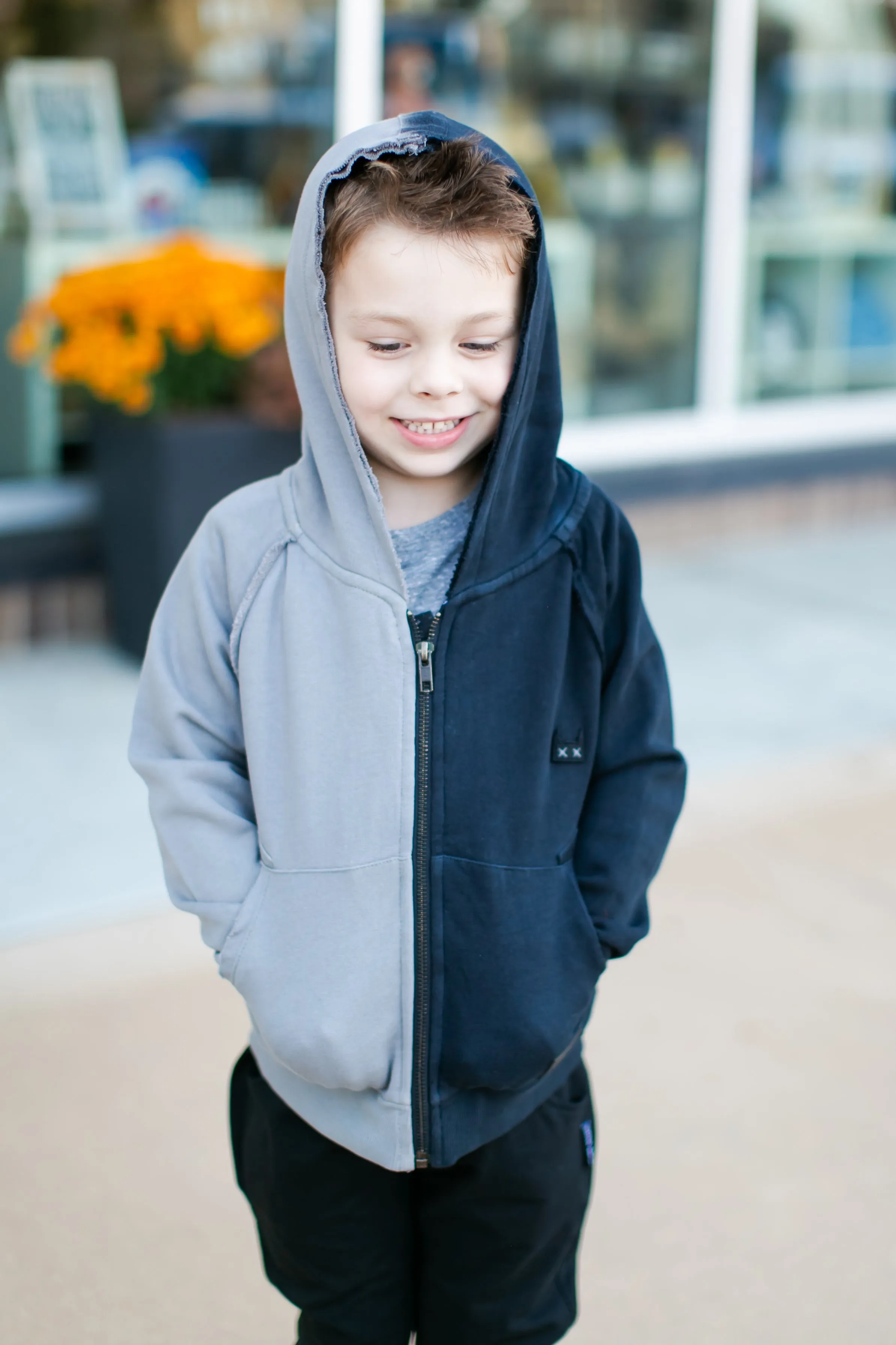 Munster Kids - Sashimi Zip Hoodie in Dual-Tone Charcoal