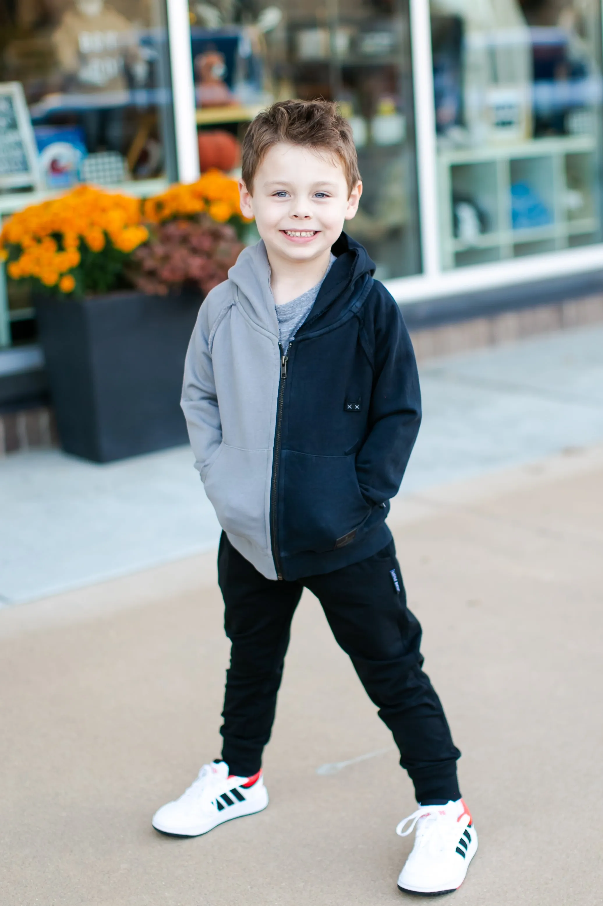 Munster Kids - Sashimi Zip Hoodie in Dual-Tone Charcoal