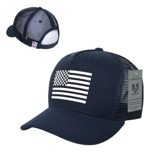 Rapid Dominance USA American Rubber Flag Acrylic 5 Panel Trucker Dad Caps Hats