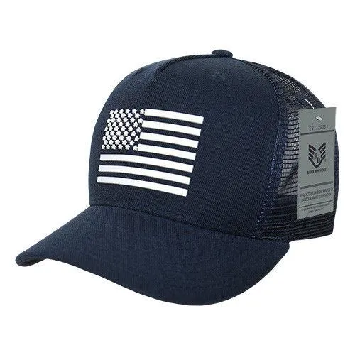 Rapid Dominance USA American Rubber Flag Acrylic 5 Panel Trucker Dad Caps Hats