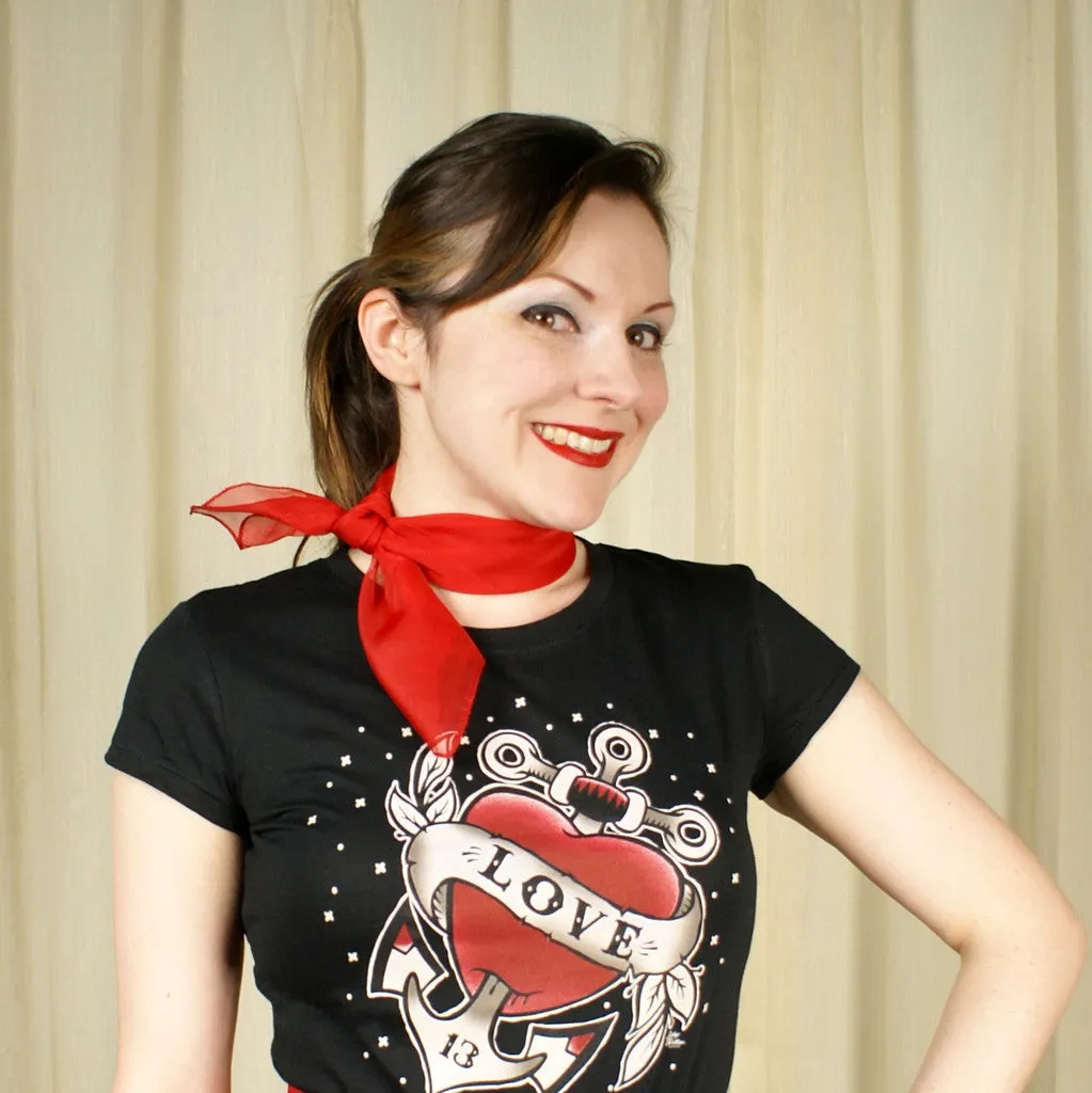 Red 50s Neck Scarf