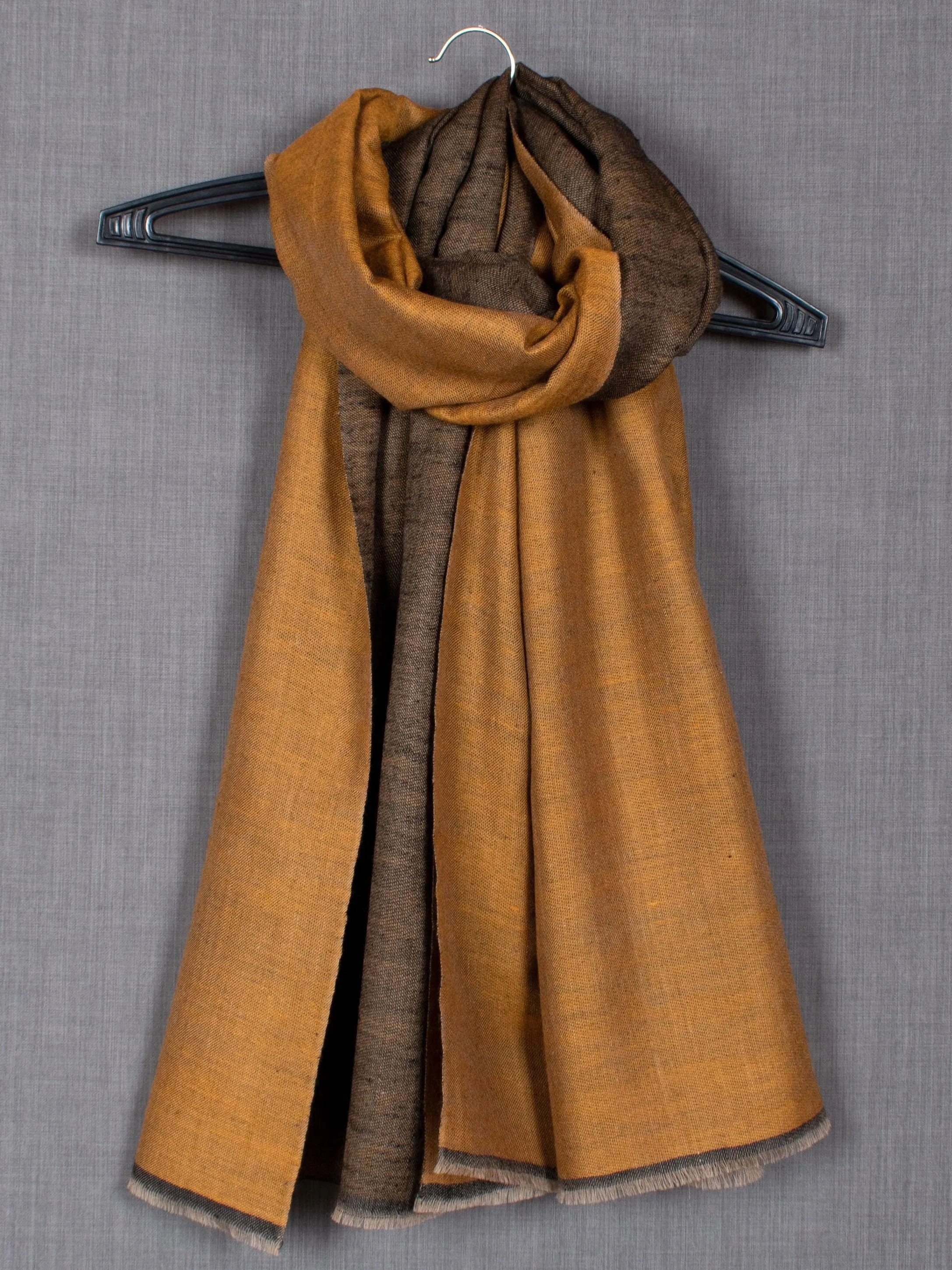 Reversible Scarves, Pashmina Wraps, Mustard Black Shawls - 28x80"