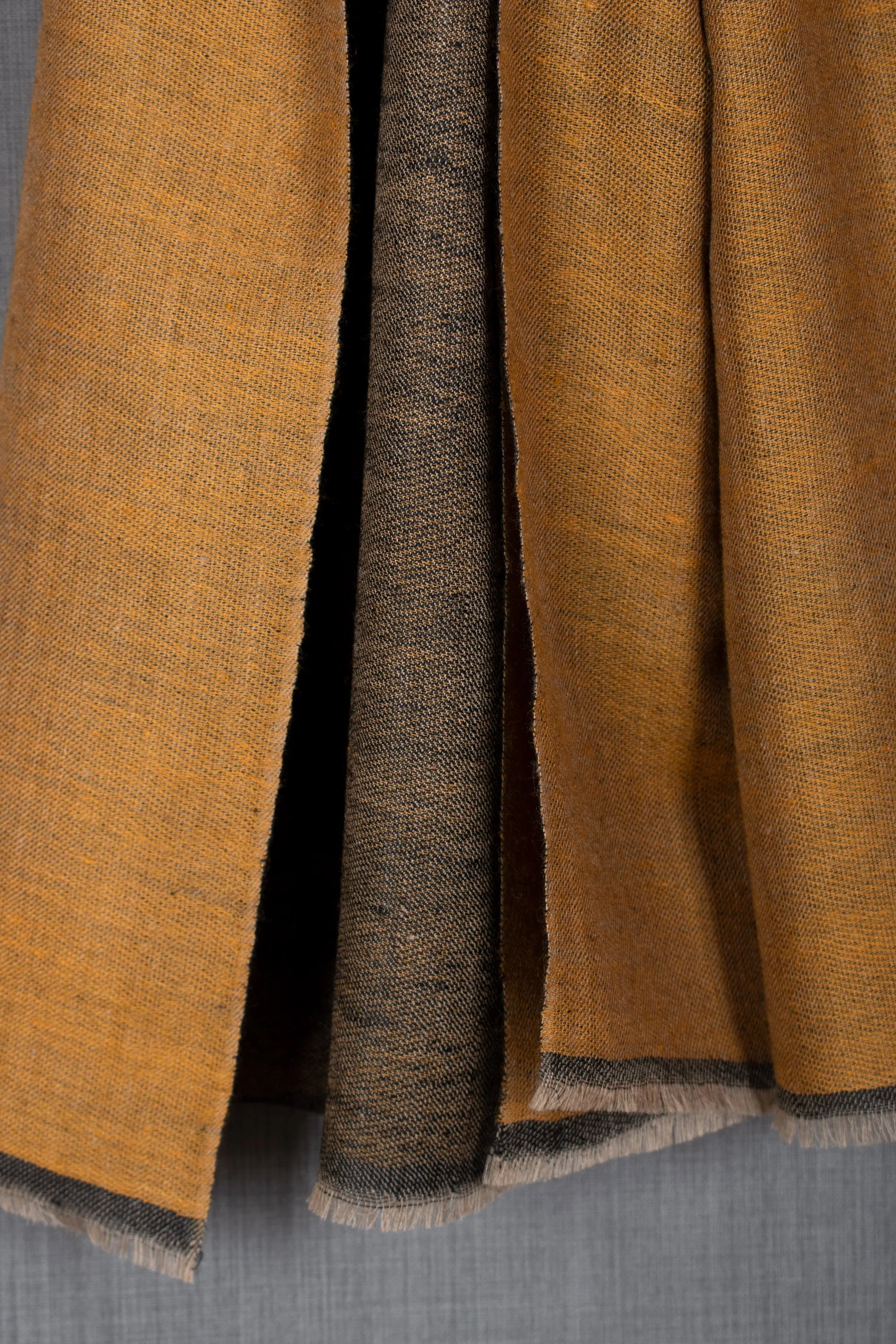 Reversible Scarves, Pashmina Wraps, Mustard Black Shawls - 28x80"