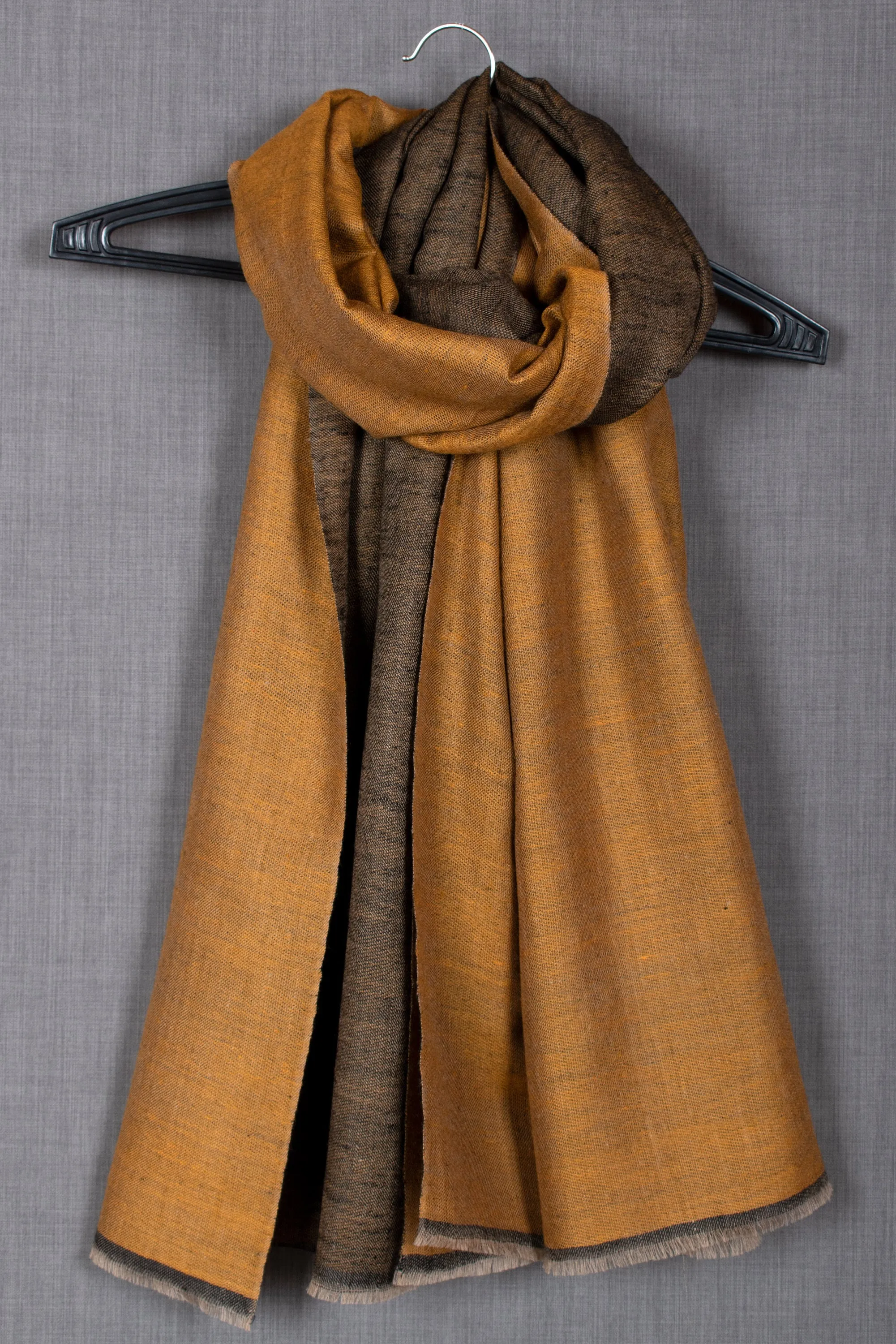 Reversible Scarves, Pashmina Wraps, Mustard Black Shawls - 28x80"