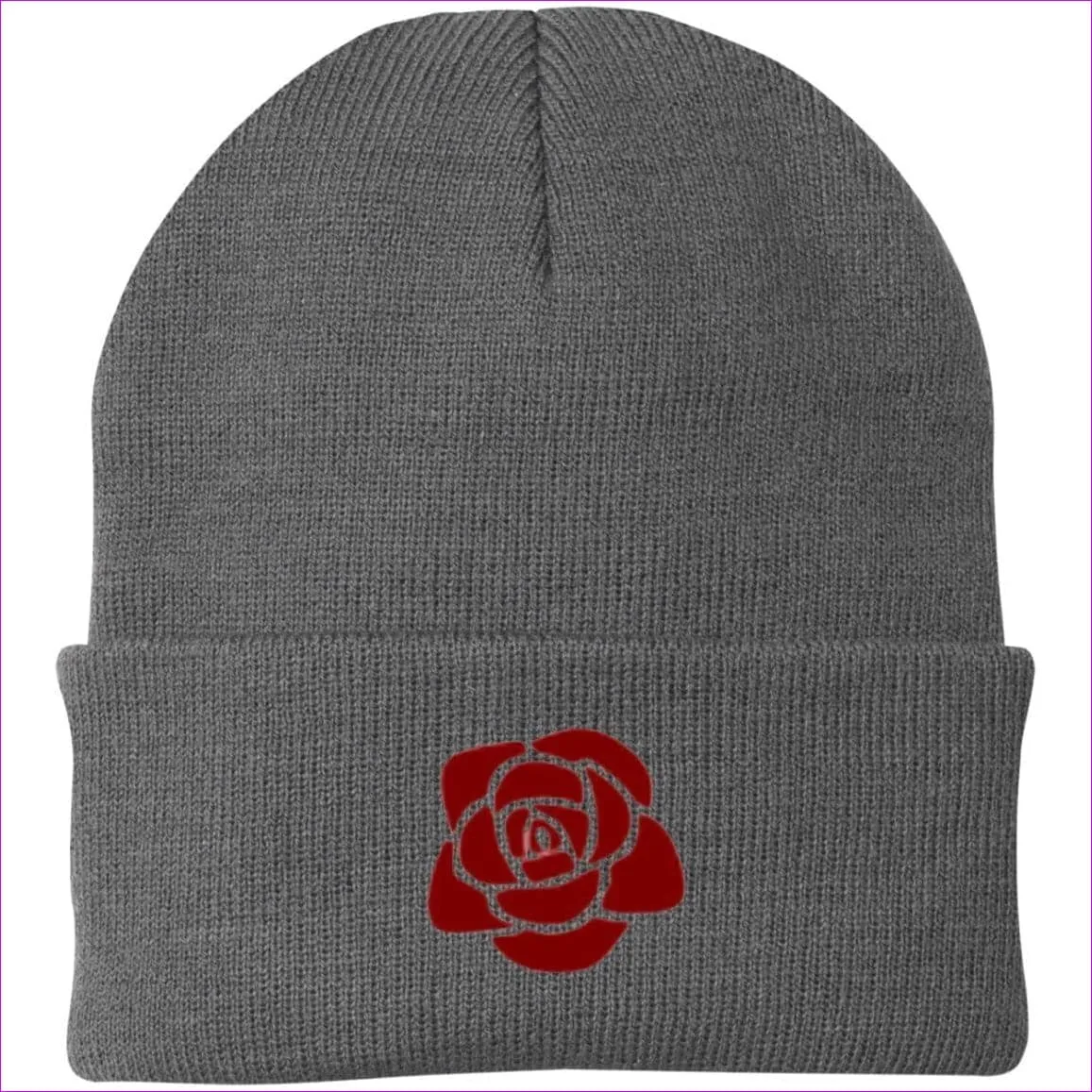 Rose Embroidered Knit Cap, Cap, Beanie