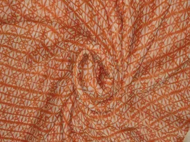 Silk chiffon printed  fabric dusty orange geometric  44" wide [12286]