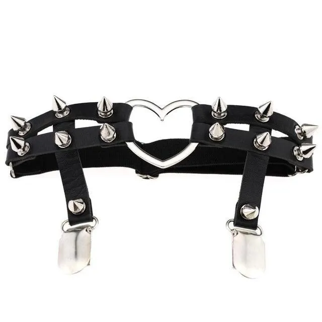 Spiky Heart Garter Belt