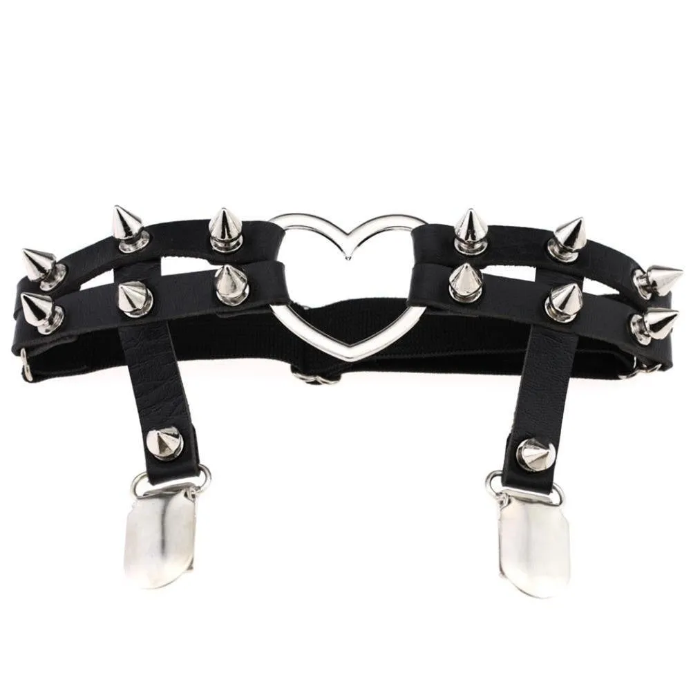 Spiky Heart Garter Belt