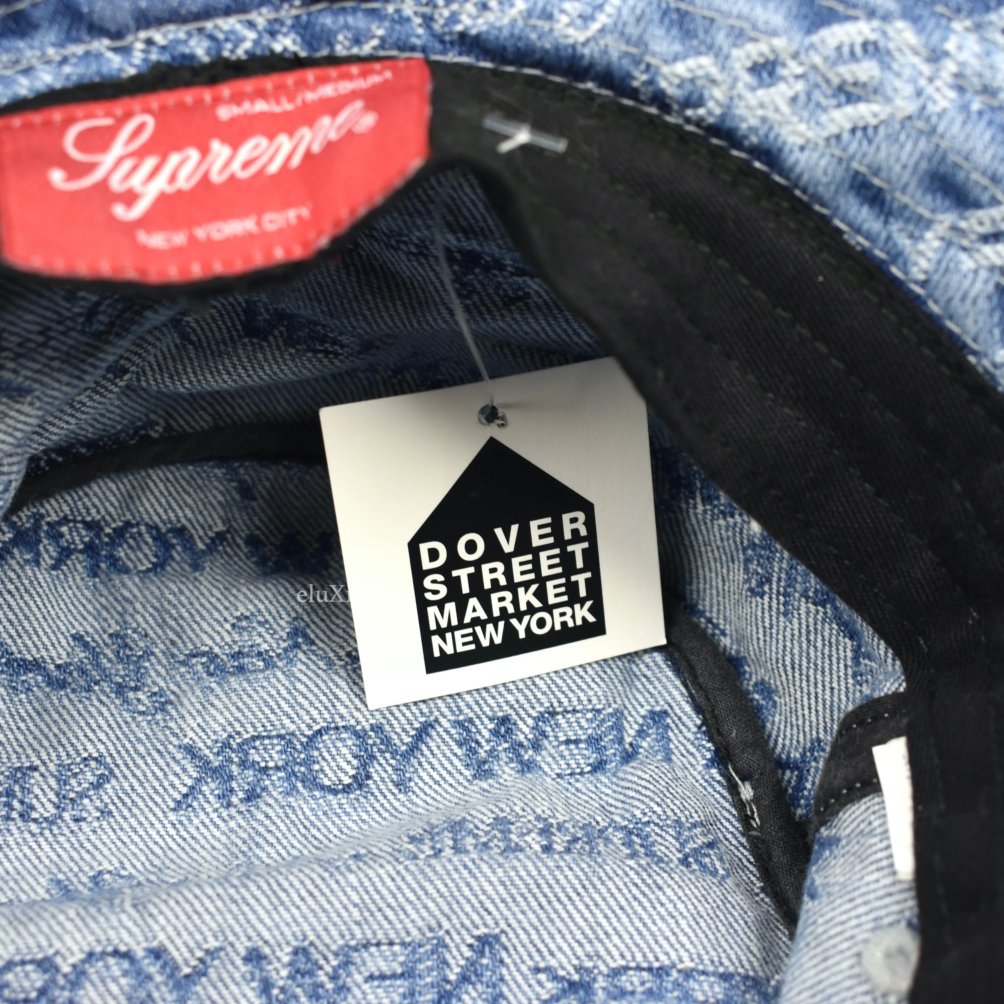 Supreme - Multi Type Jacquard Logo Denim Bucket Hat (Blue)
