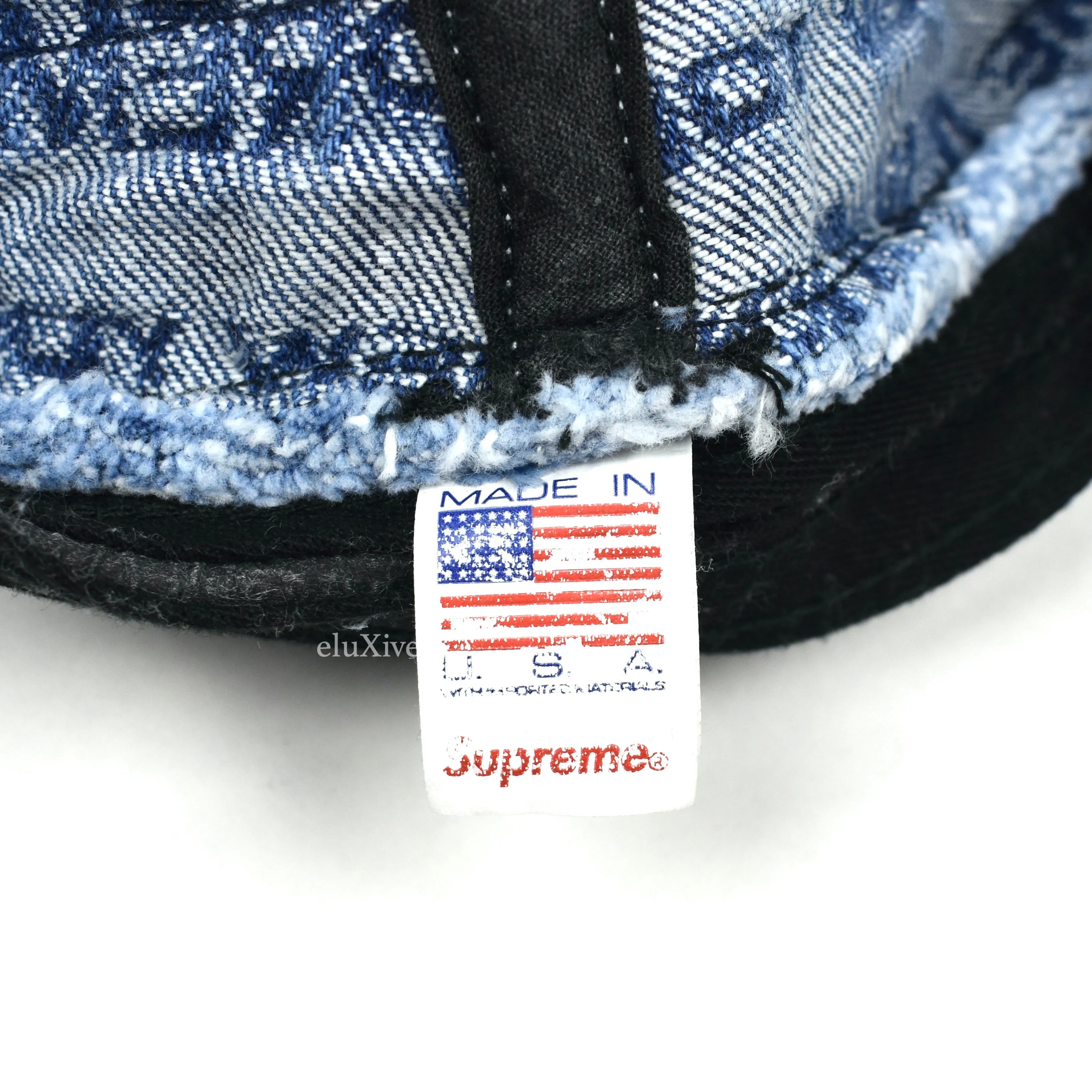 Supreme - Multi Type Jacquard Logo Denim Bucket Hat (Blue)