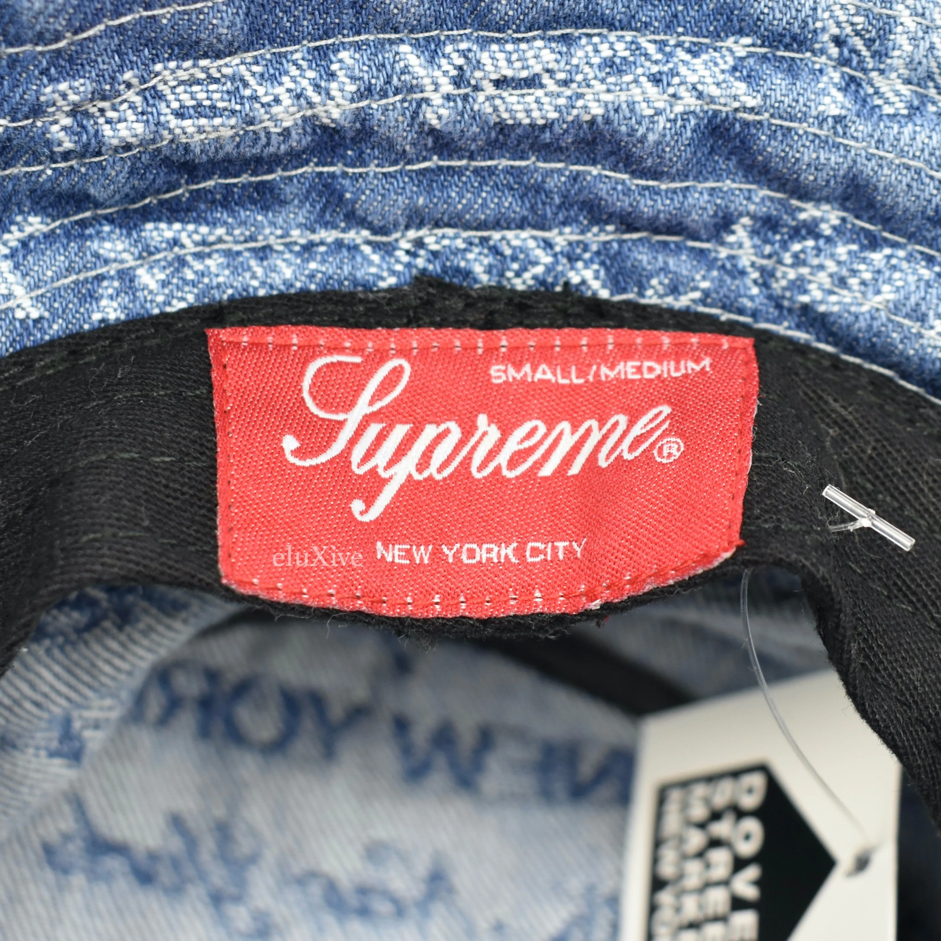 Supreme - Multi Type Jacquard Logo Denim Bucket Hat (Blue)