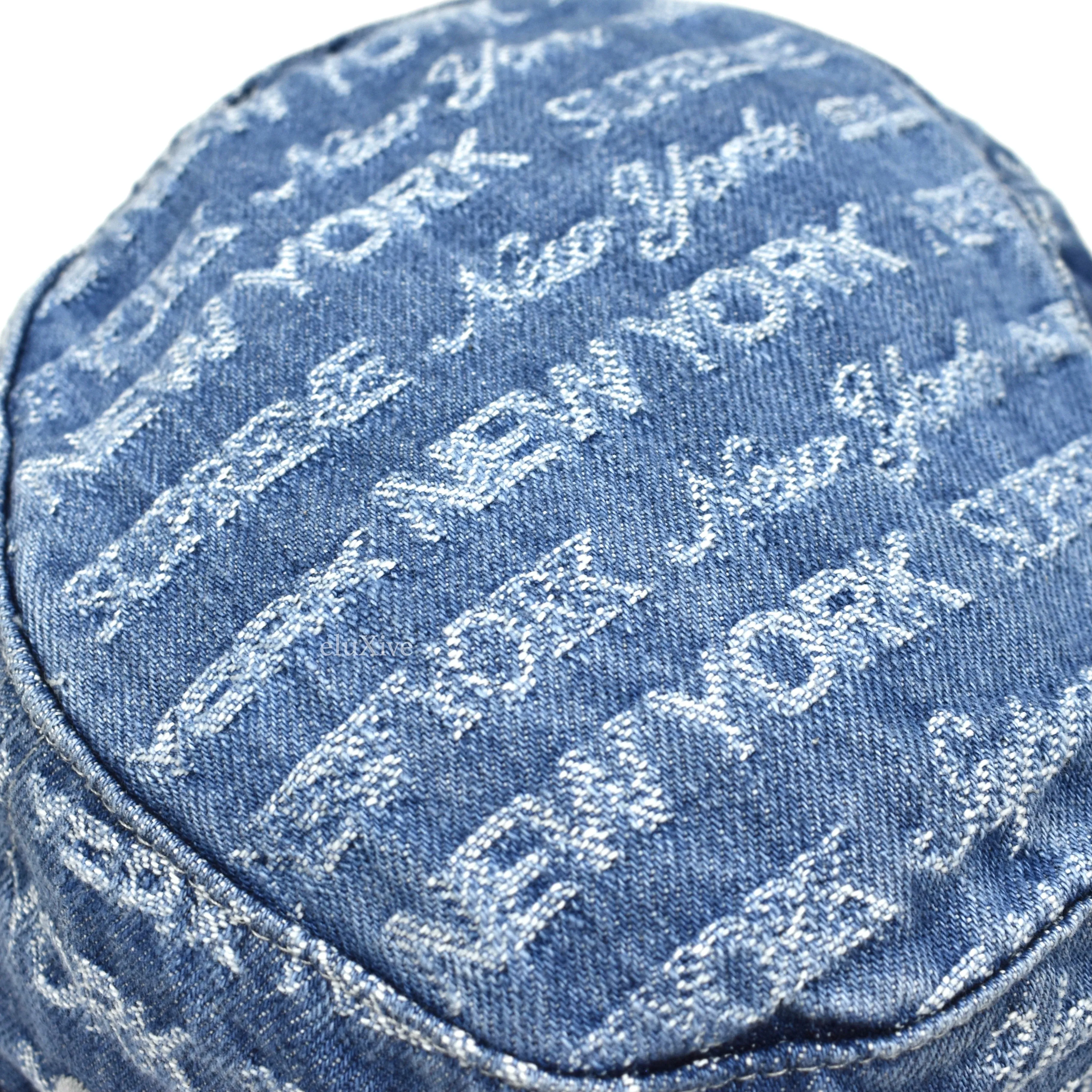 Supreme - Multi Type Jacquard Logo Denim Bucket Hat (Blue)