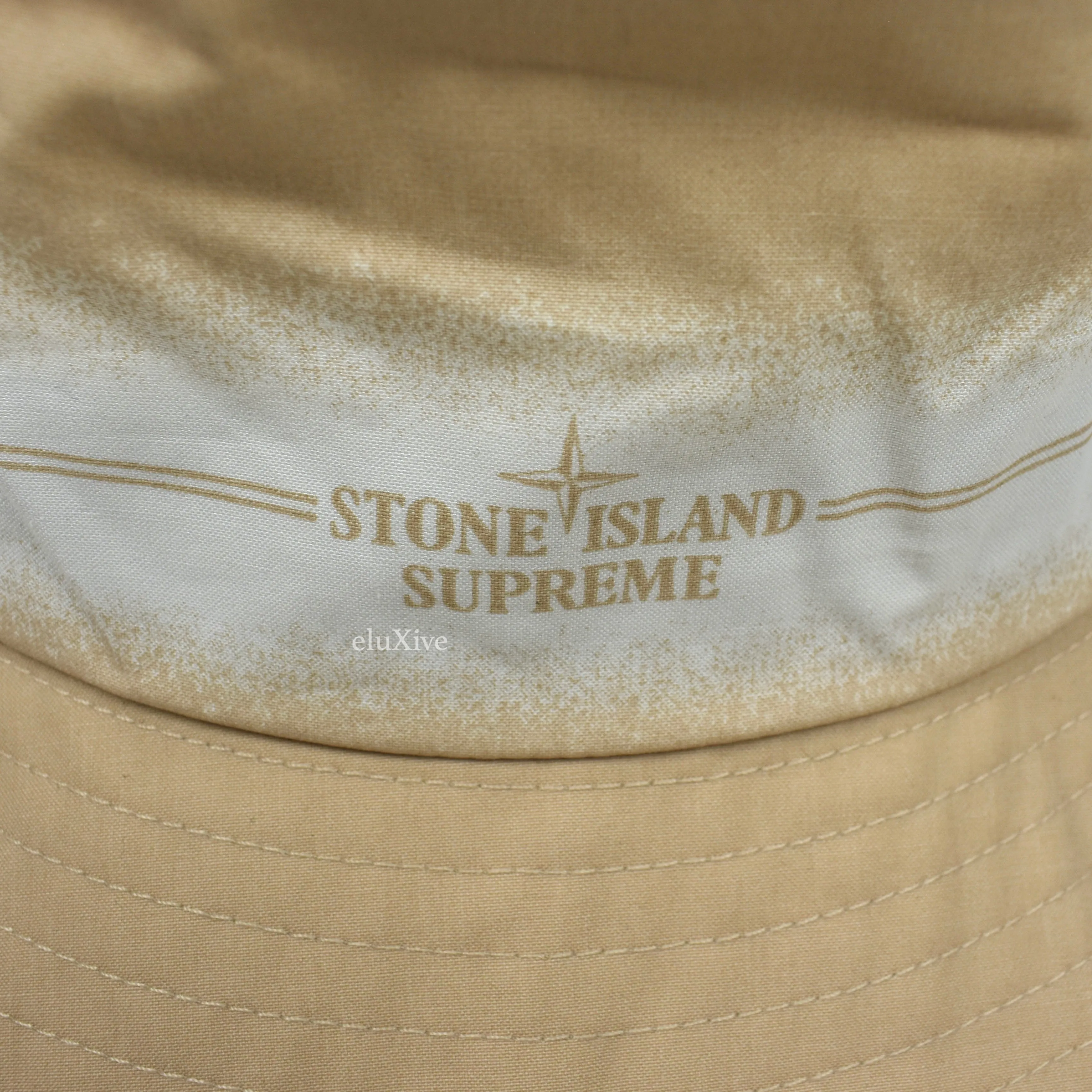 Supreme x Stone Island - Tan Logo Print Bucket Hat