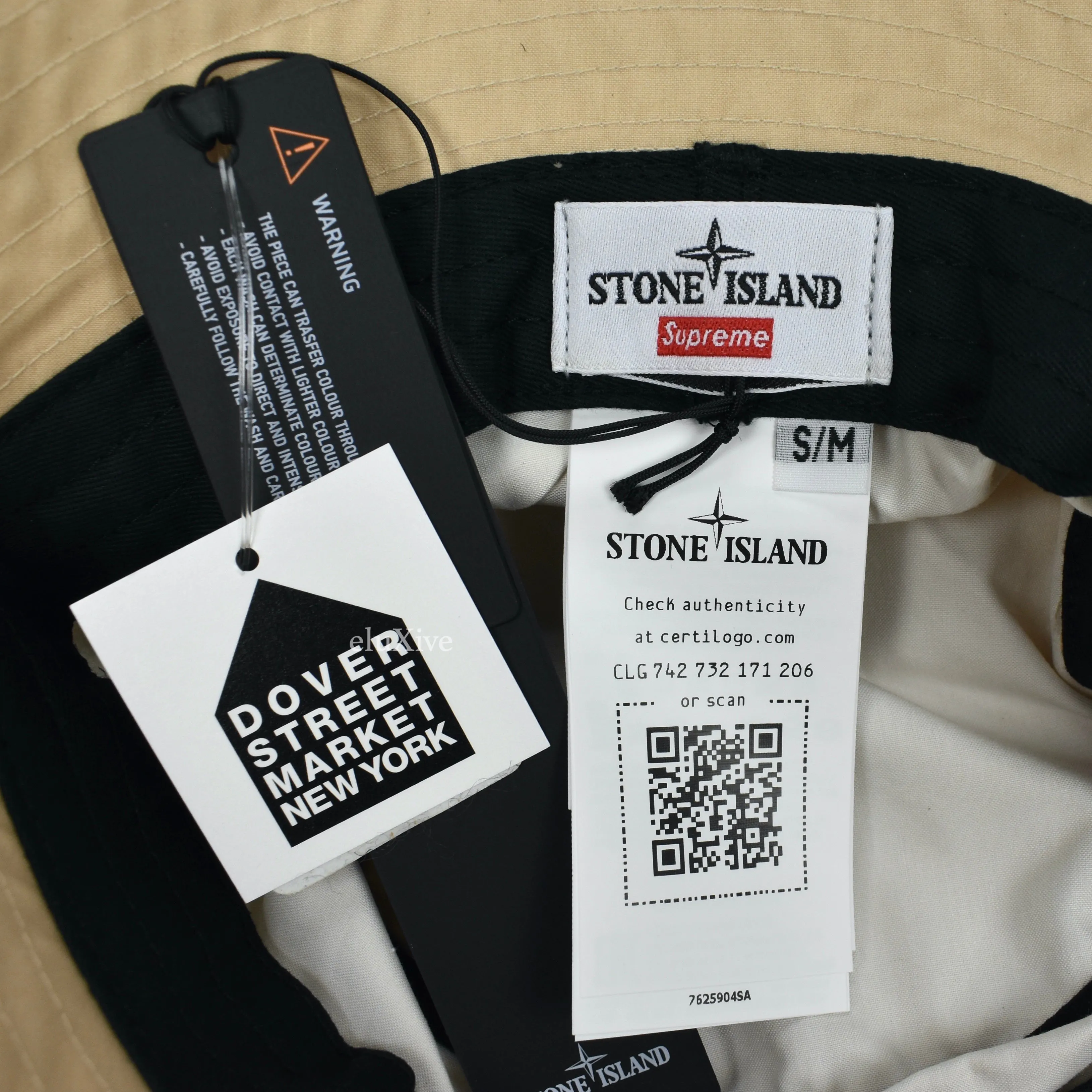 Supreme x Stone Island - Tan Logo Print Bucket Hat