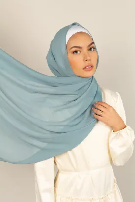 Teal Azure Georgette Chiffon Scarf