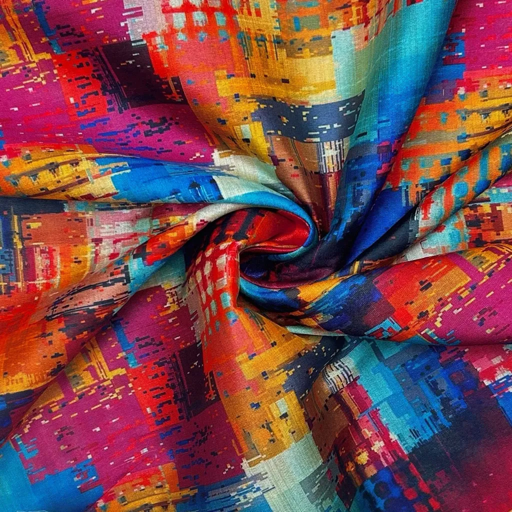Vibrant Fusion Faux Silk Fabric