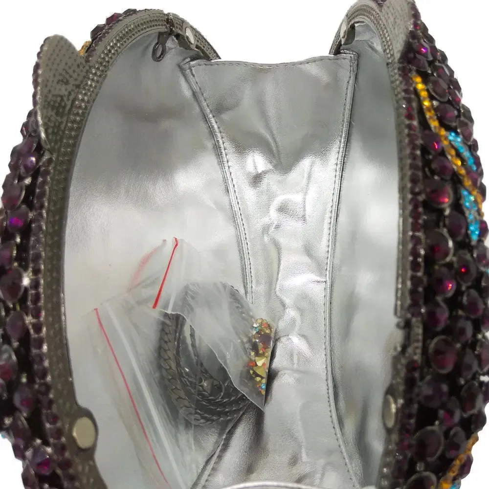 Woodland Rose Crystal Flower Evening Clutch Bags Cocktail Minaudiere Handbags